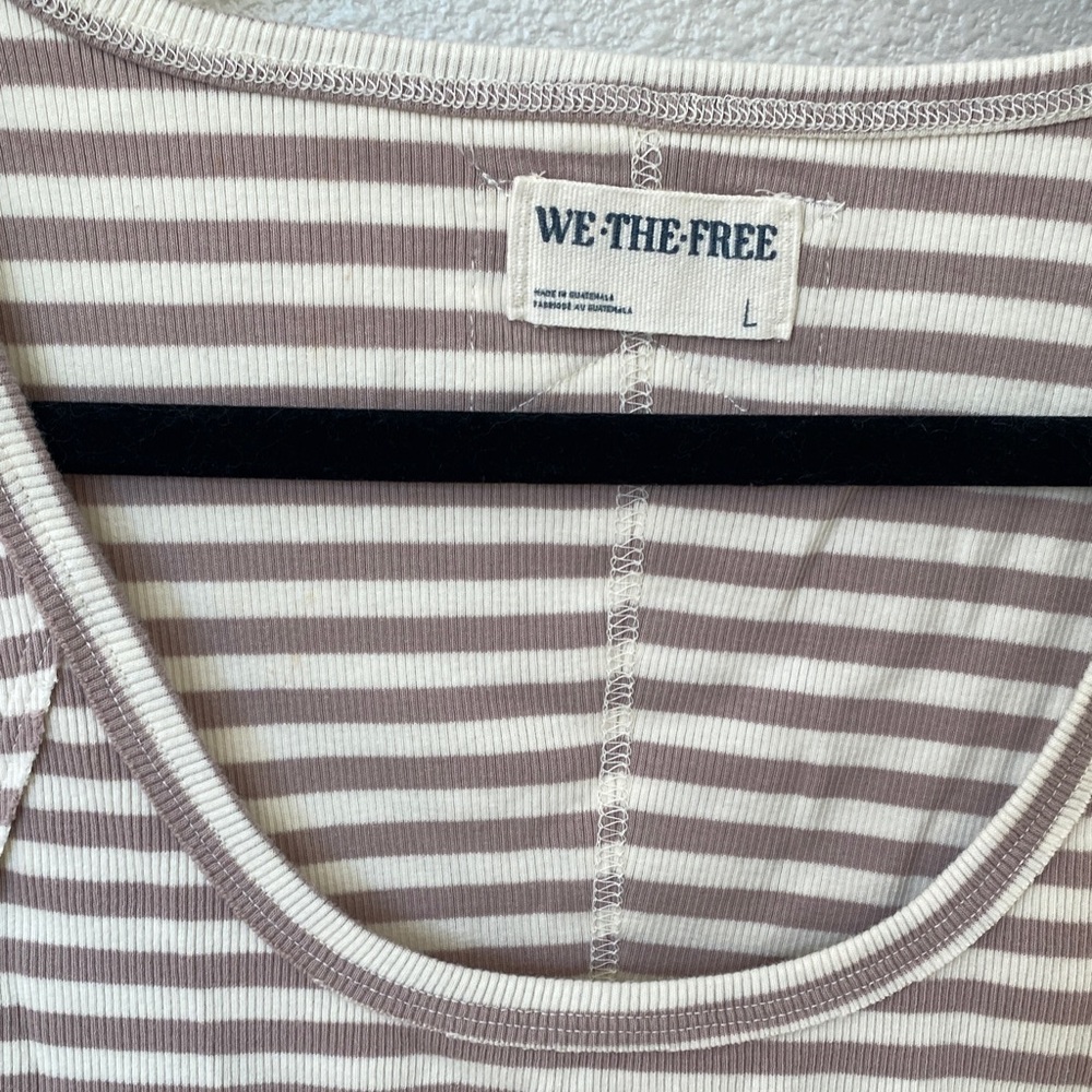 We The Free Free People Neutral Stripe Tank Top - Cream & Taupe - Picture 2 of 3
